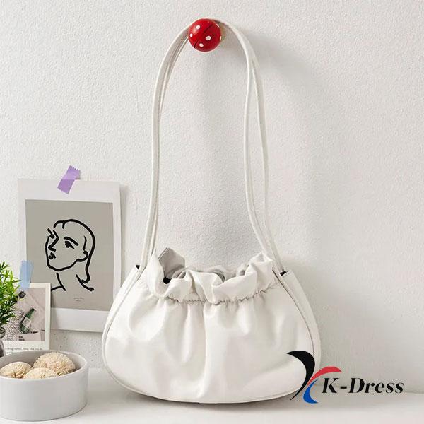 Shirring Long Handle Mini Shoulder Bag (2 Colors)
