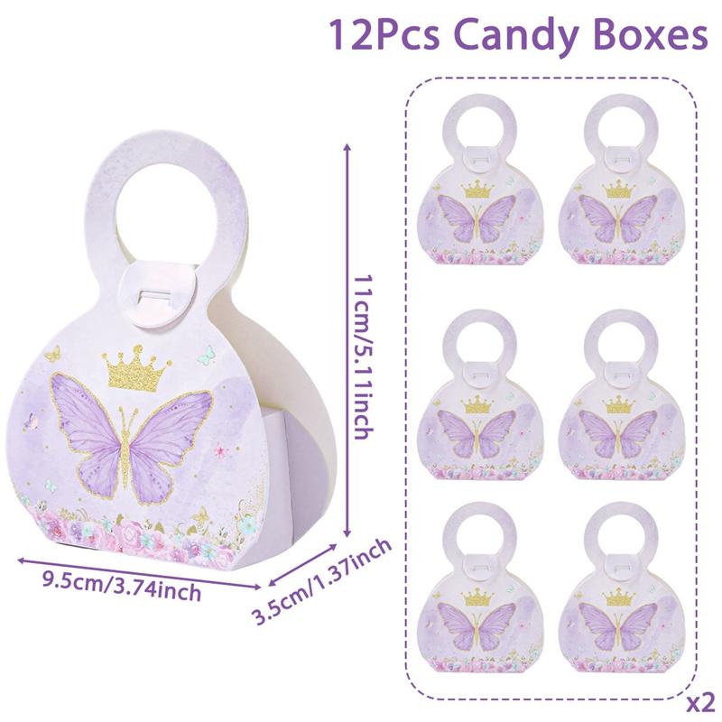 Butterfly Candy Gift Box Pink Purple Butterfly Birthday Party Decorations Kids Wedding Supplies Baby Shower Cookie Biscuit Box