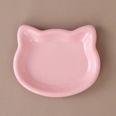 Cute Cat Shape Cat Bowl Plastic Non-slip Cat Plates Anti-Fall Flip Kitten Bowl Pet Feeding