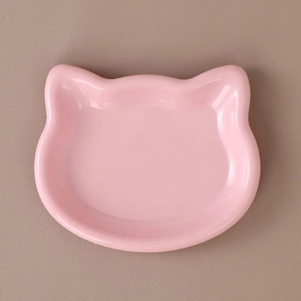 Cute Cat Shape Cat Bowl Plastic Non-slip Cat Plates Anti-Fall Flip Pet Food Dish Pet Feeding
