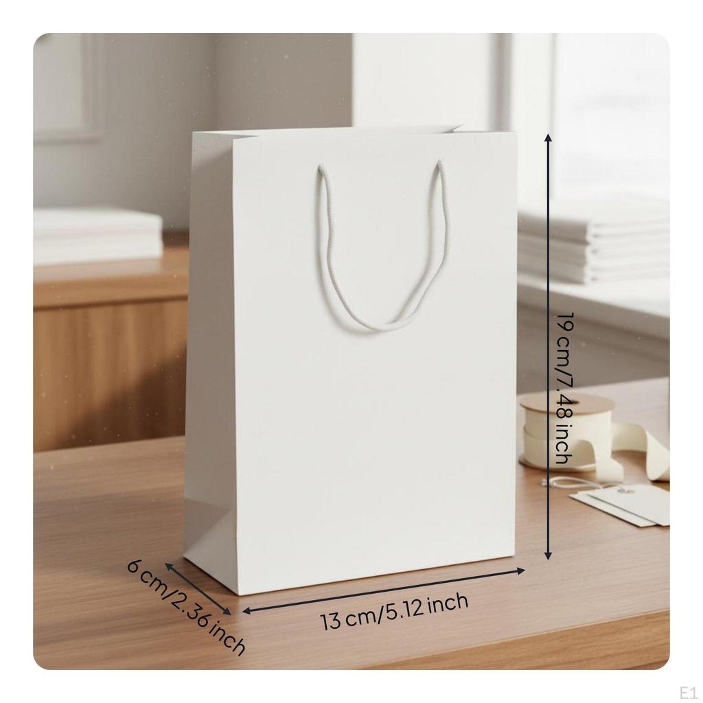 Paper Bag with Handles Tote Construction for Retailers, Businesses White 13619cm