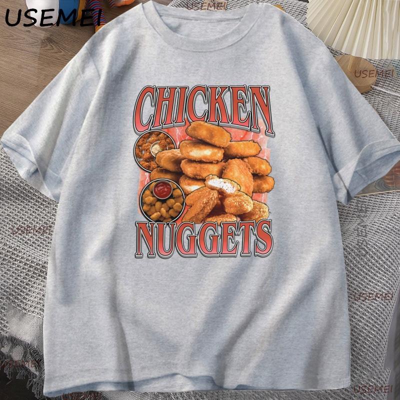 Chicken Nuggets Rap Vintage Graphic T Shirt Men Funny Retro Food Lover Tees Aesthetic Trendy Y2K Streetwear Tops