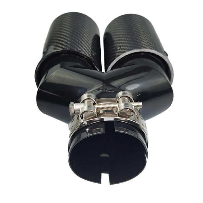 BMW Performance Exhaust Pipe - 80mm Stainless Steel Carbon Fiber Tailpipe.