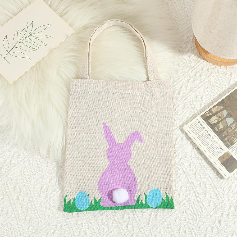 Easter Bunny Gift Handbags Cute Stuffed Ball Tote Bag Basket Kids Candy Goodie Rabbit Ear Bags Portable Eco Storage Container