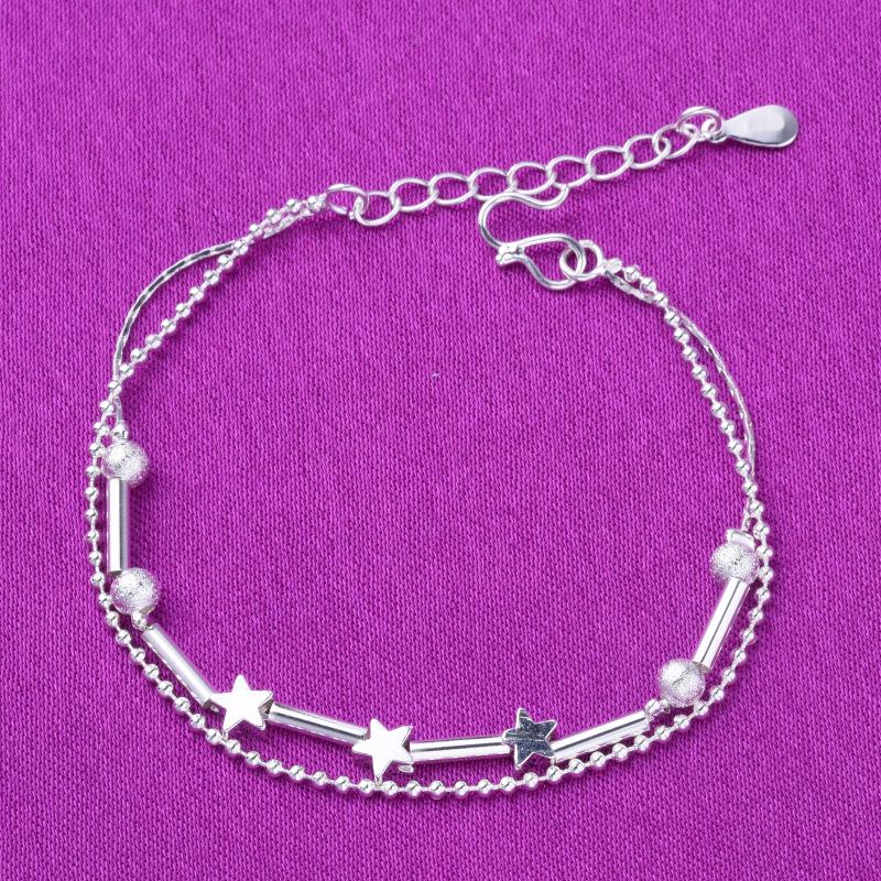Silver Multi-layer Beaded Bracelet for Women - Fashionable Korean Style, Perfect Small Accessory or Gift