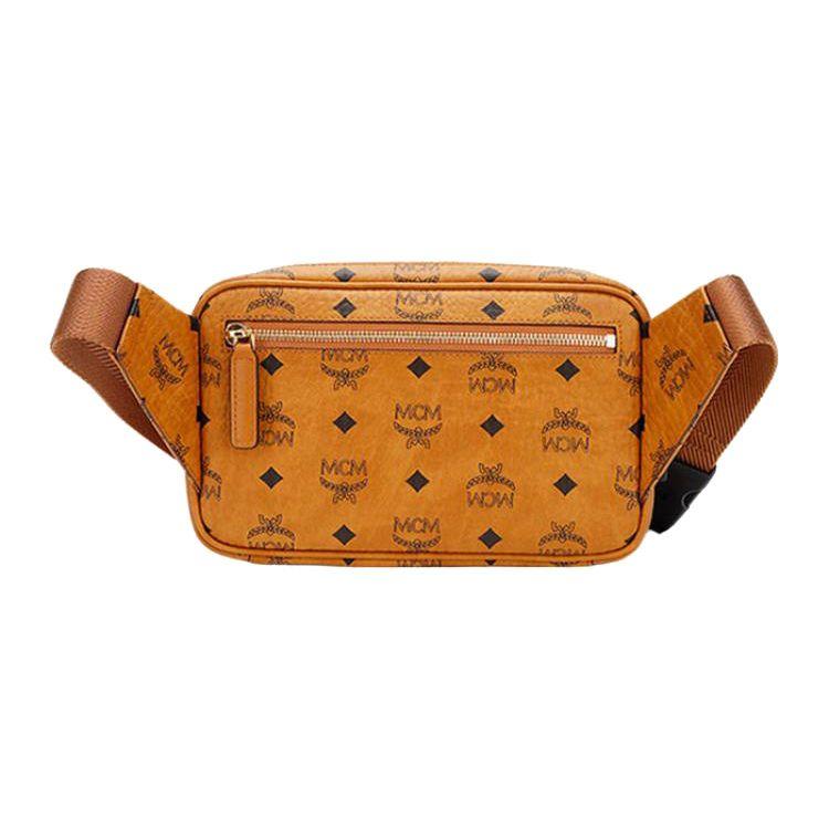 MCM Fursten Visetos Monogram Leather Shoulder Crossbody Waist Bag Men bags Brown Cognac MMZBSFI03CO001