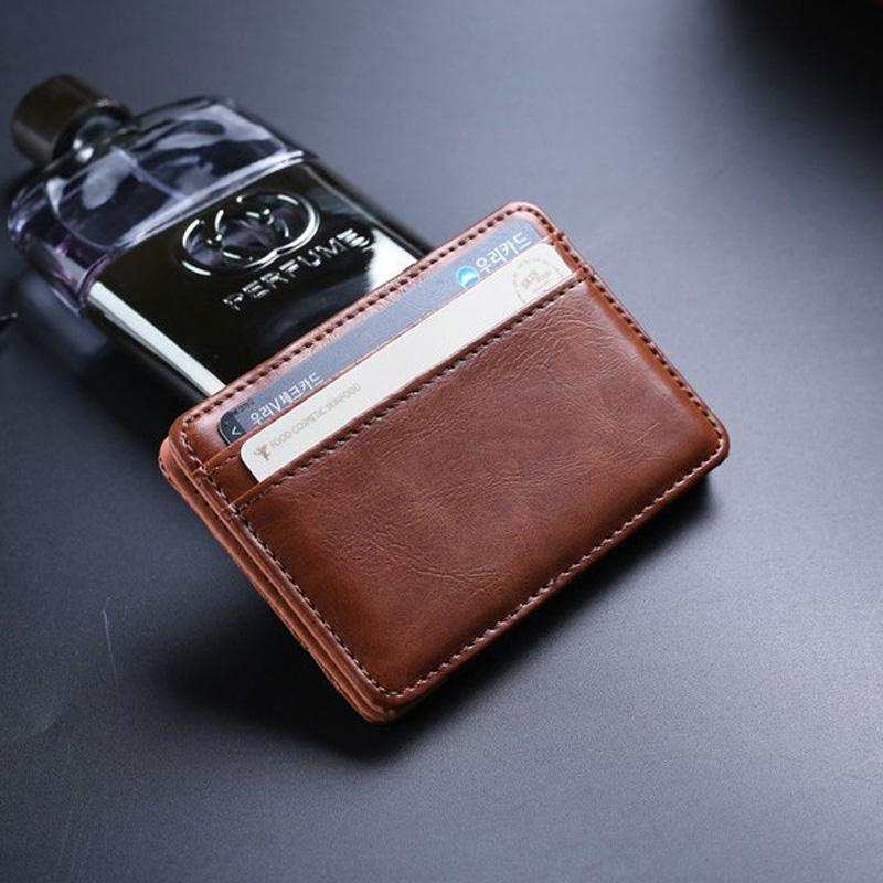 Quality Leather Magic Wallets Fashion Small Men Money Clips Card Purse Thin Cash Holder 3 Colors