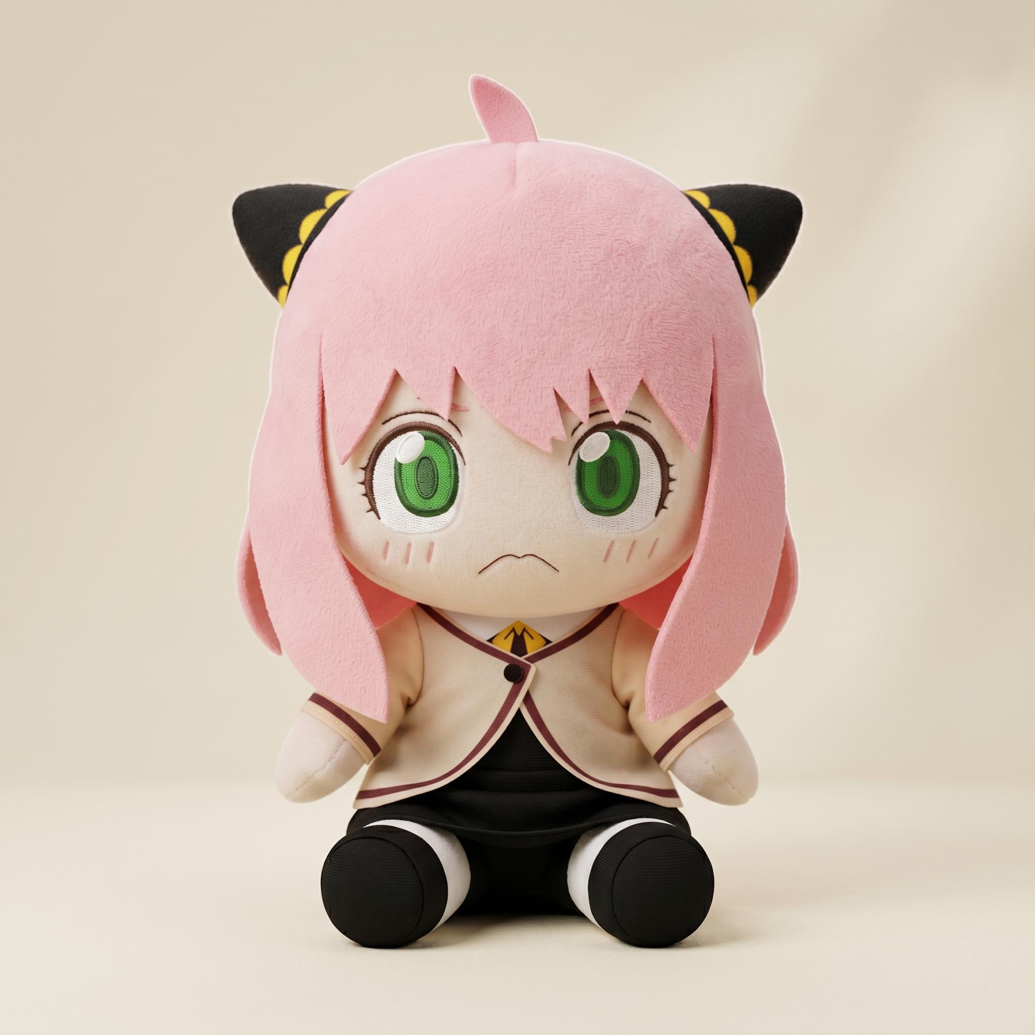 Official Anya Forger Sad Face Casual Outfit Plush Doll Soft PP Cotton Stuffed Toy 27cm for Fans of Spy Family