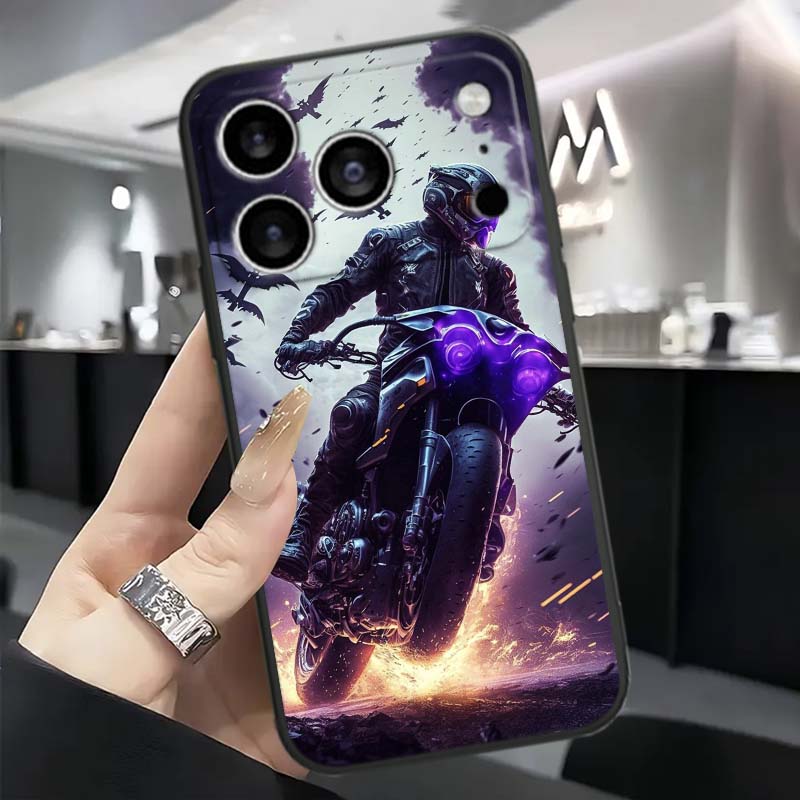 

Model Rider Cool Phone Case For Apple iPhone 17 16 16E 15 14 13 12 11 Pro Max Plus Black Soft Silicone iPhone 16