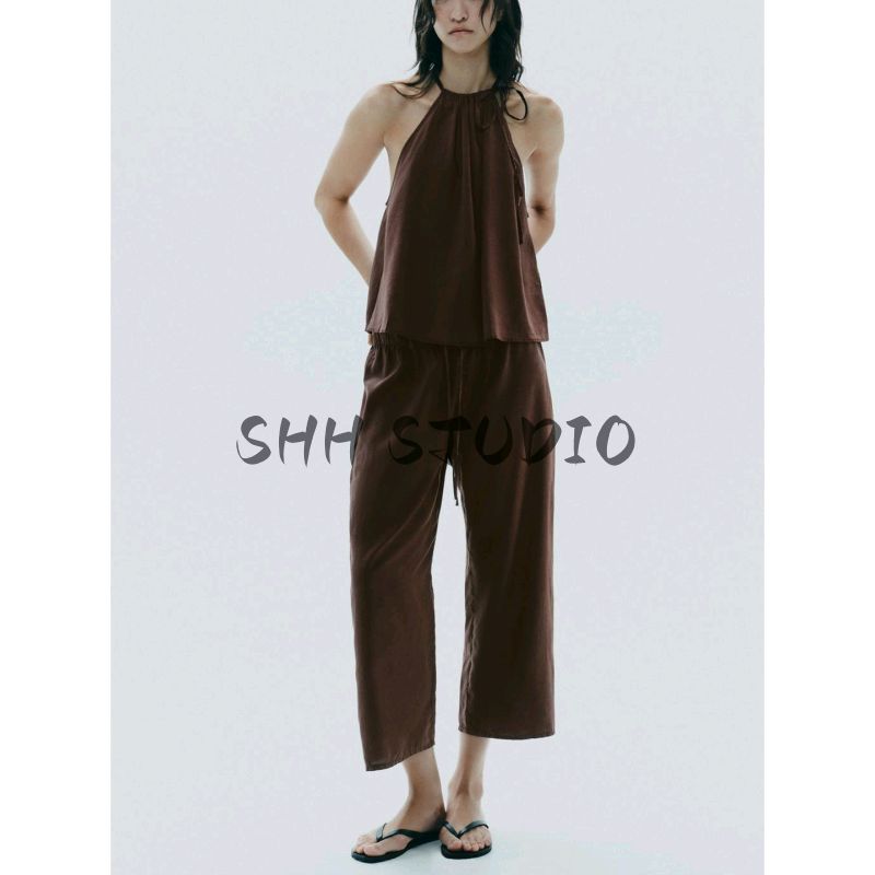 Hanging Collar Vertical Comfortable Refined Tops 6929261 Vertical Comfort 3/4 Casual Pants 6929250