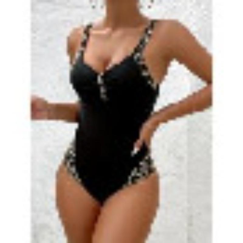 

New sexy wild V-neck women s one-piece swimsuit bronzing strap-up bikini swimsuit S