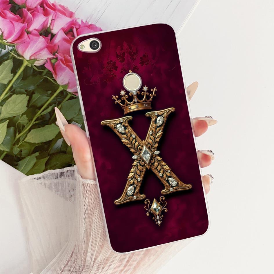 For Huawei P8 P9 Lite 2017 Case PRA-TL10 Luxury Initial Letter Soft Silicone Cover For Honor 8 Lite PRA-LX1 Nova Lite 2017 Shell