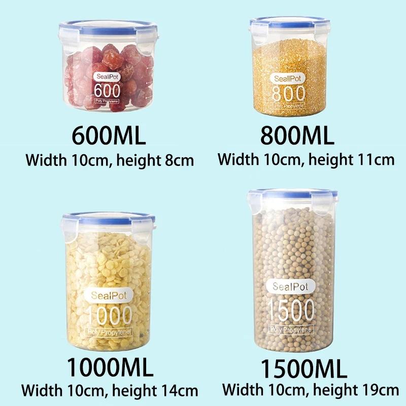 1/4PCS Sealed Jars With Scale Grain Crisper Kitchen Refrigerator Organize Sealed Container Clear Jar Spice Sugar Storage Boxes