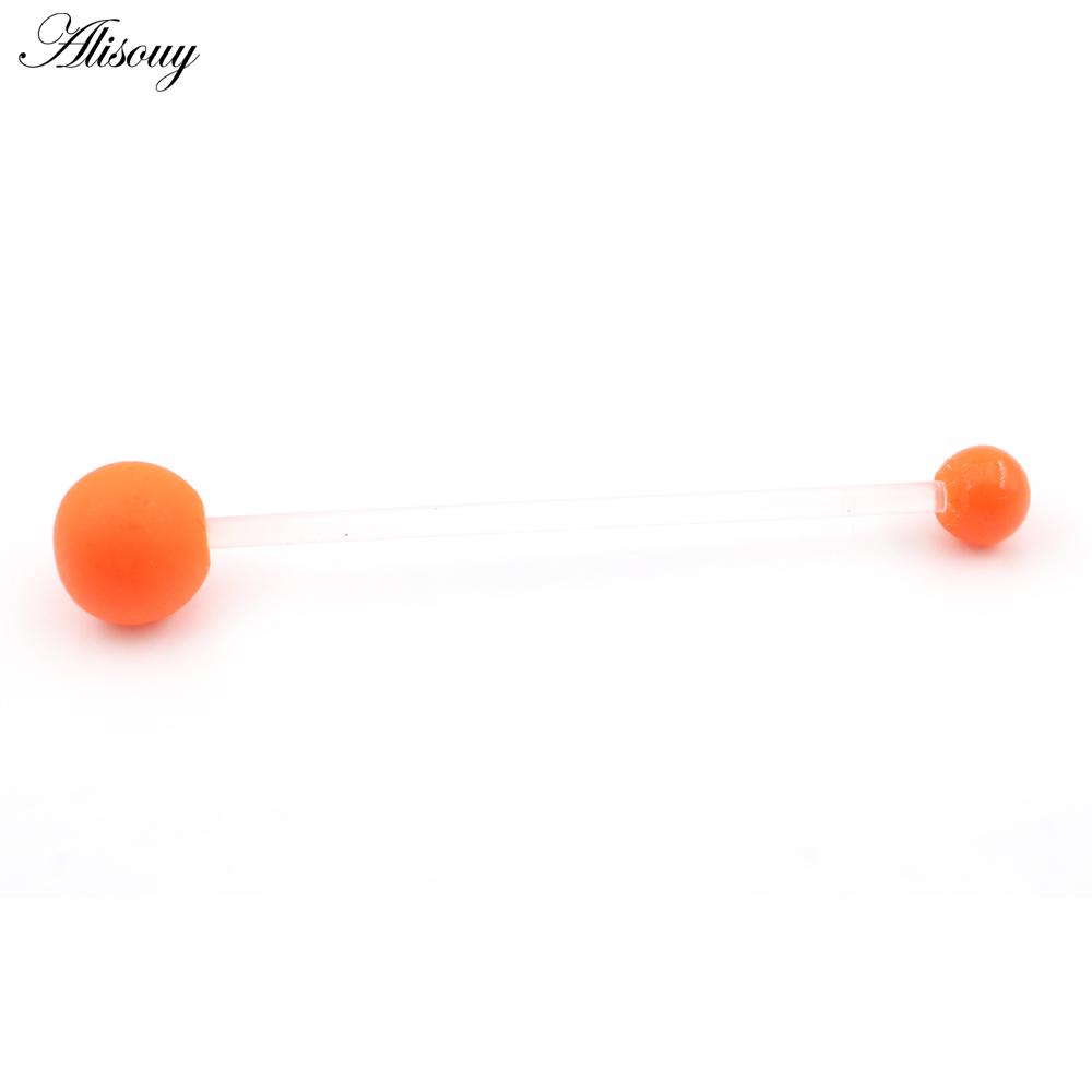 Alisouy 2PCS Candy Color Rubber Ball Women Men Long Industrial Barbell Ear Tragus Helix Cartilage Captive Stud Piercing Earrings