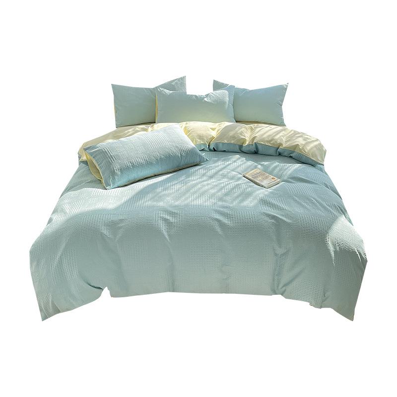 2024 A-Class Pure Cotton Bedding Set: Solid Color Duvet Cover & Bed Sheet