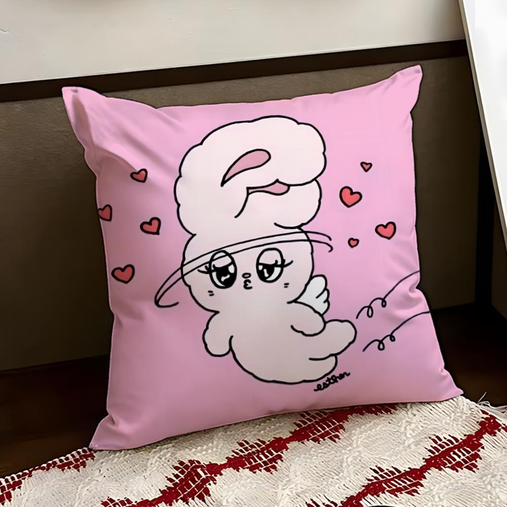 Cute EEsther Bunny Pink Cushion Cover Reversible Soft Durable Pillow Cover Home Car MultiScene Use for Daily Comfort