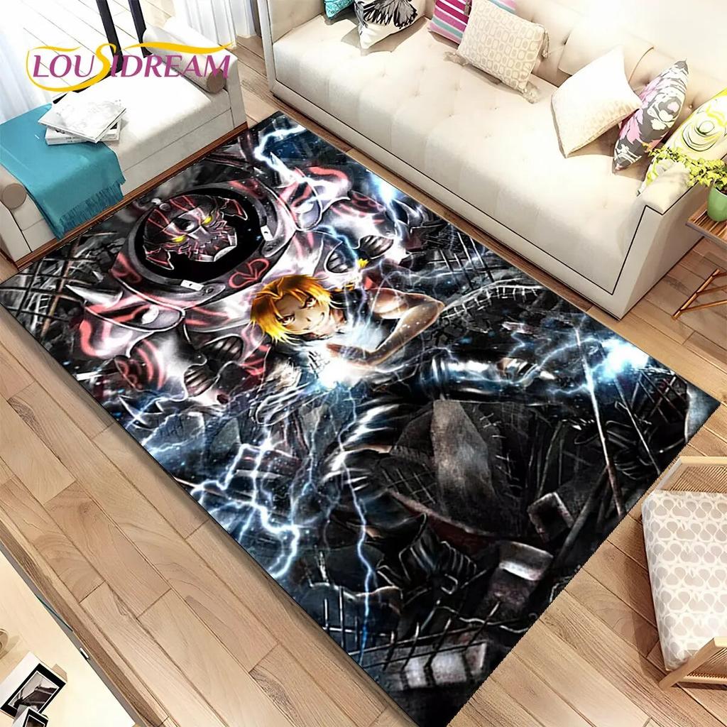 Anime Fullmetal Alchemist Kreslený Oblastní Koberec, Koberec pro Obývací Pokoj Ložnici Pohovku Rohožka Dekorace, Dětská Protiskluzová Podložka na Podlahu