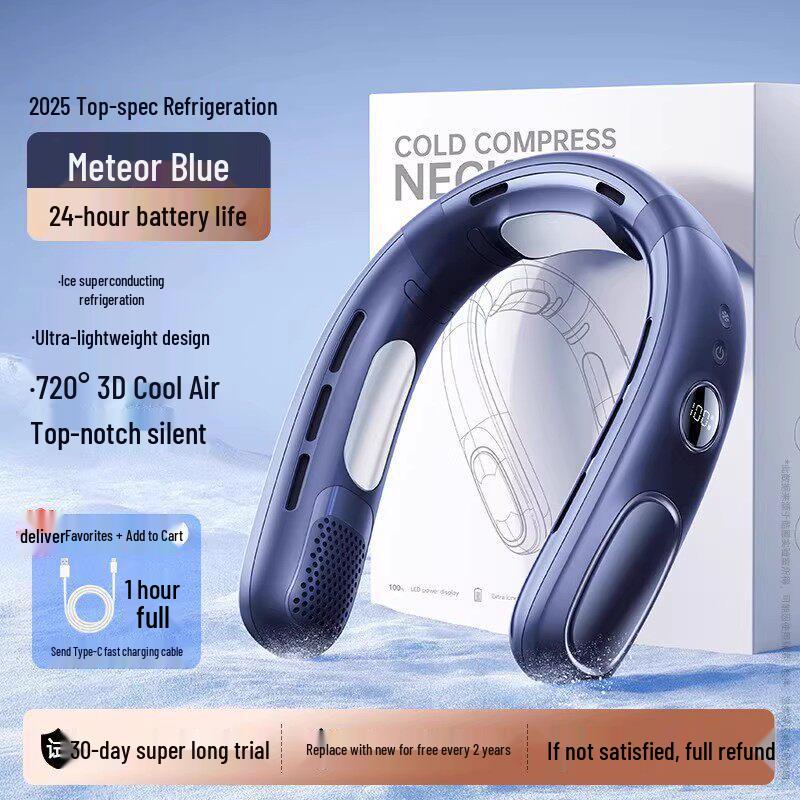 **2025 Portable Neck Fan with Ice Pack - USB Rechargeable Mini Air Conditioner**