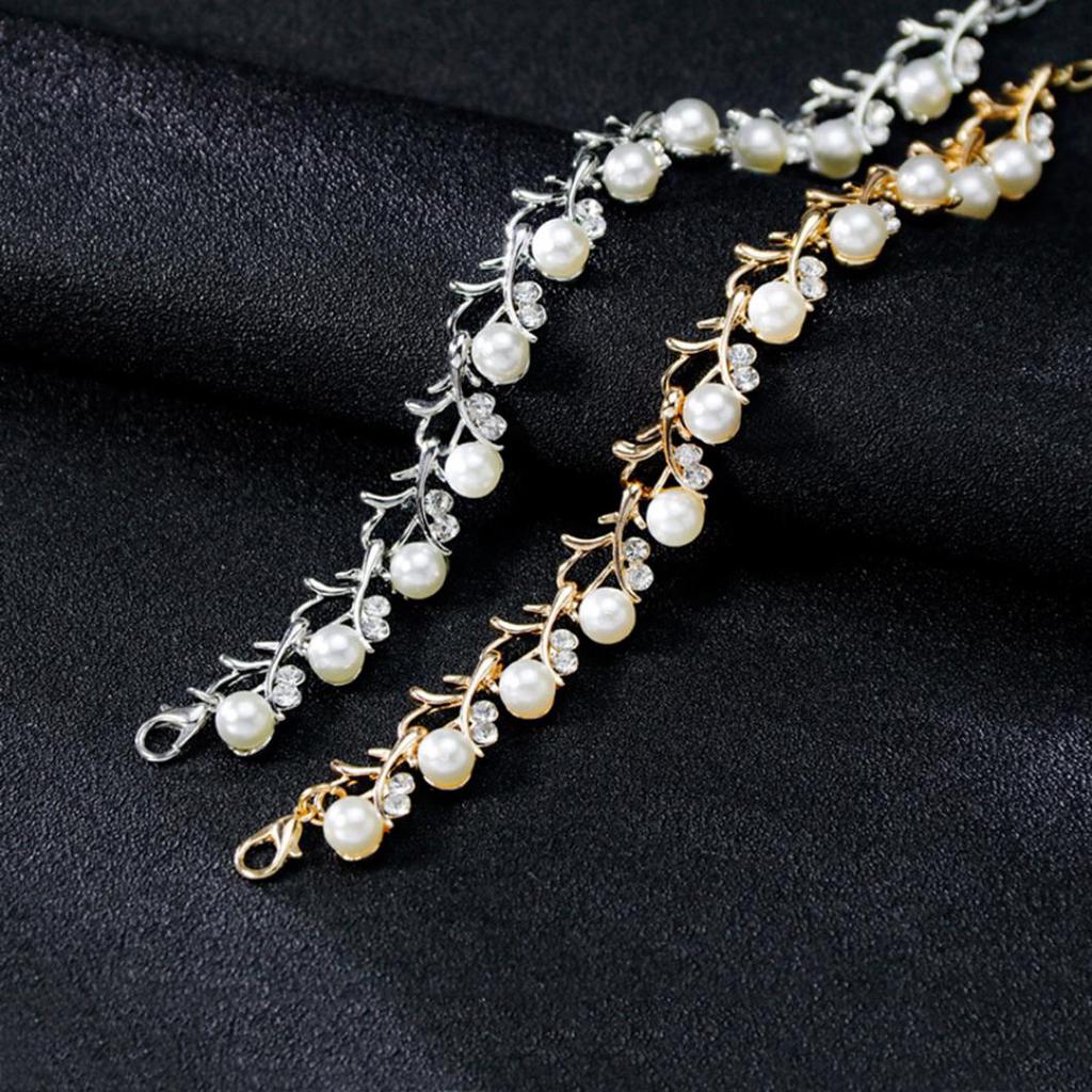 Alloy Diamond Necklace Earrings Bracelet Bride Three-Piece Set