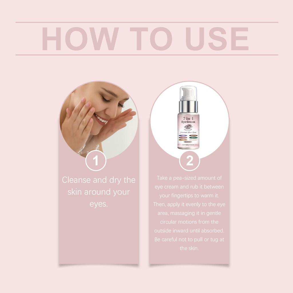 Sieben-in-eins Pflege-Augencreme, sanfte Pflege, verbessert schlaffe Augenpartie, spendet Feuchtigkeit und hydriert, nicht klebrig, Pendler-tragbare Packung