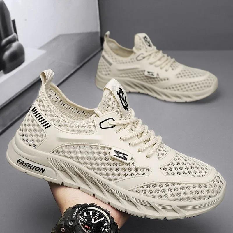 New Men's Mesh Sneakers 2025 Summer Mesh Sports Breathable Casual Shoes Comfortable Men's Tennis Shoes Lightweight Running Shoes