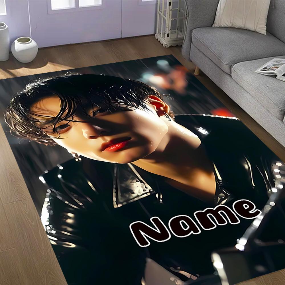 Bold Unique Style Customizable Name Carpet Design for Entryway Kitchen Foyer Decorate room Anti-slip Rug Anime Office Decor Best for Christmas