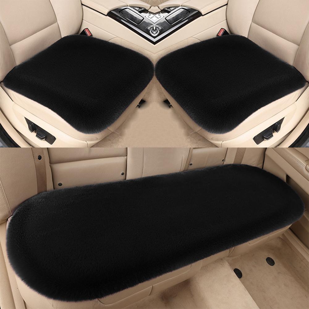 3PCS Winter Car Seat Cover Faux Fur Front Rear Seat Covers Car Seat Cushion Set  Auto Accessories