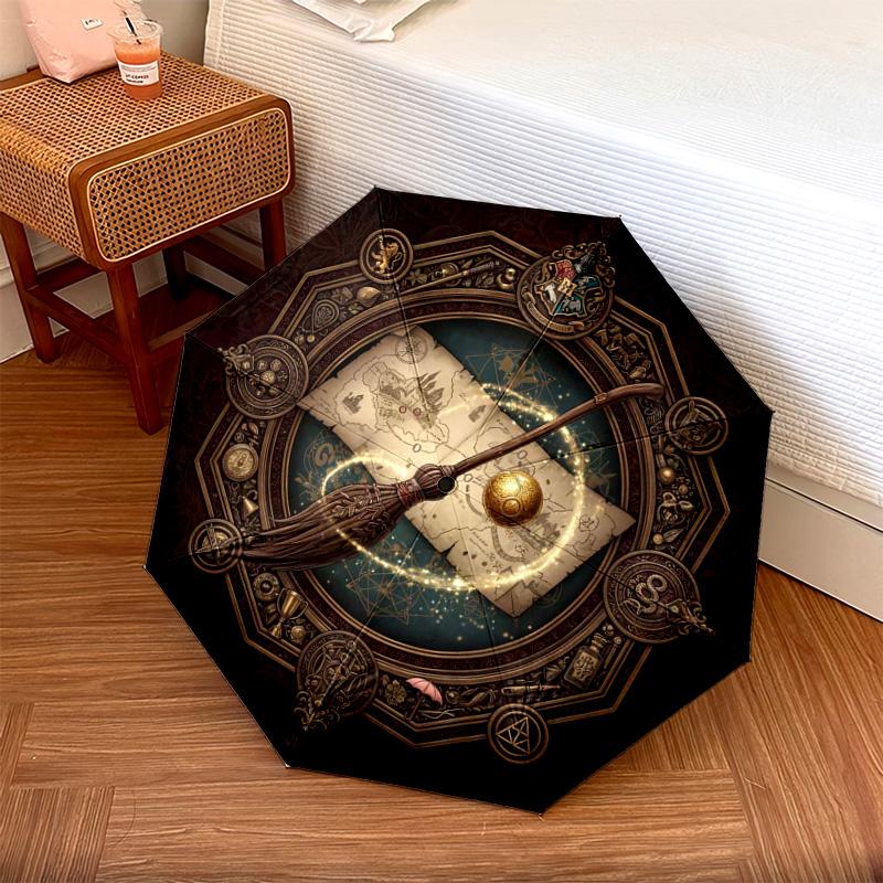 1 PC Automatic Folding Umbrella - Cartoon Pattern, Portable & Foldable Design with 9 Ribs, Christmas Birthday Gifts