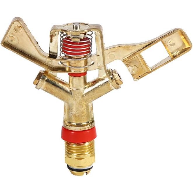 1/2 Inch Water Sprinkler, Brass Impact Sprinkler 360 Degree Automatic Rotation, Heavy Duty Water Sprinkler Head for Lawn Irrigation, Garden Watering