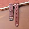 Porous Leather Watch Band 19mm 20mm 22mm 24mm Breathable Watch Strap Handmade Stitching Quick Release Watchbands Black Brown Red