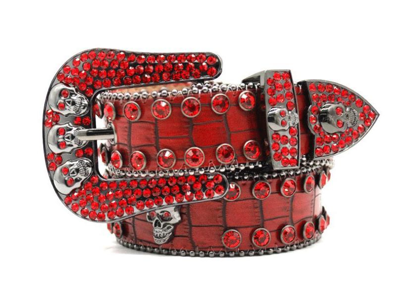 Western Leather Belt Ladies Leather Rhinestone Studded Waist Belt Western Shiny Bling Blng Men Crystal Belt красный
