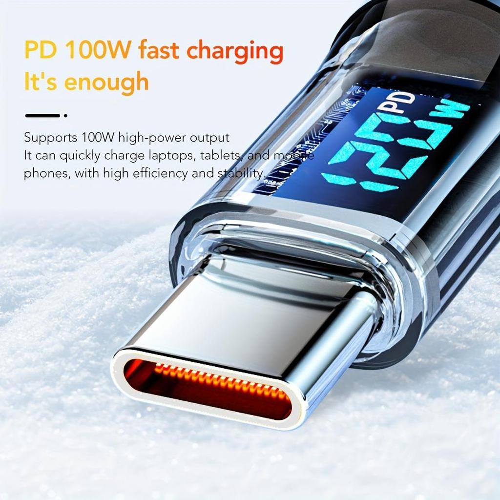 120W LED Digital Display Quick Charge USB Type C Cable For Huawei Fast Charging Data Cord