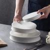 Nordic Creative Tall Flat Plate White Porcelain Vegetable Plate High-End Restaurant Hotel Artistic Conception Plate Commercial Irregular Plate