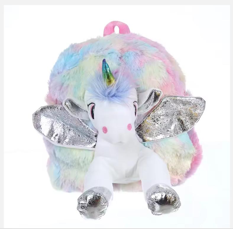 Toddler Kids Winter 3D Plush Unicorn Backpack Little Girls and Boys Kindergarten Shoulders Bags Baby Mochilas Kids Backpack