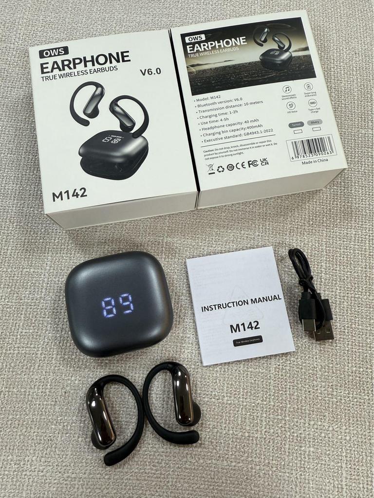 Smart M142 Ear Hook Bluetooth Earphones with Dual Digital Display