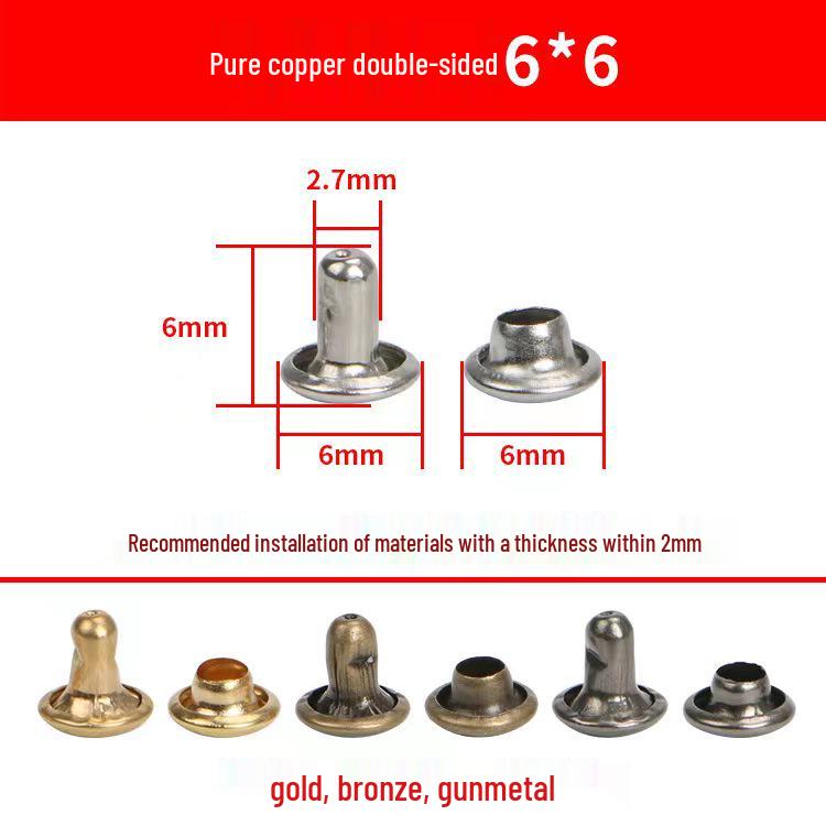 Double-Sided Leather Bag with Mother-Child Round Head Double Cap Rivets for DIY Clothing & Bag Accessories