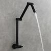 Black Brass Single Cooling Wall-mounted Kitchen Faucet Rotating Foldable Extension Sink Tap Balcony Washbasin Faucet