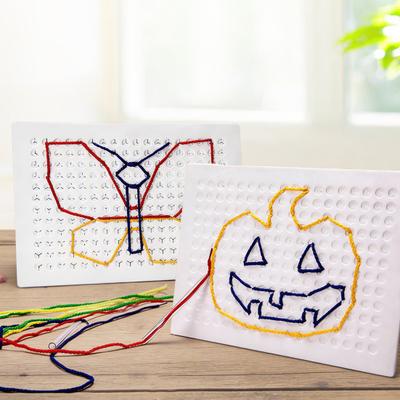 Kids Threading Board with Pens Laces Fine Motor String Weaving Drawing Board Toddlers Boys Girls