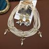 French Court-style Retro Water Drop Pendant, Multi-layer Pearl Necklace, Collarbone Chain Earrings Set, Elegant and Versatile