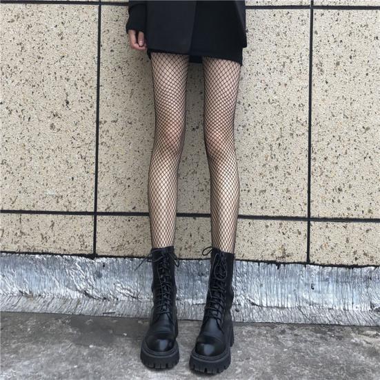 Club Stockings Fishnet Mesh Solid Color Hollow Out Skinny Beautify Legs Soft Elastic Women Pantyhose Female Garment