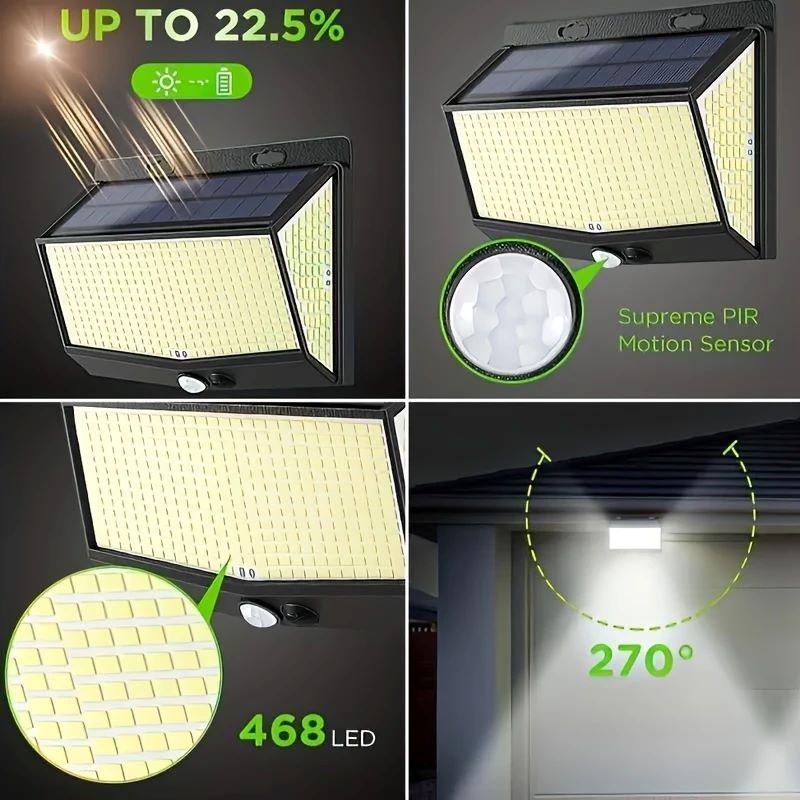 1/2/4 Pieces of Solar Garage Lights Courtyard Lights Human Body Sensors 468/100 LED Suitable for Courtyard Corridors