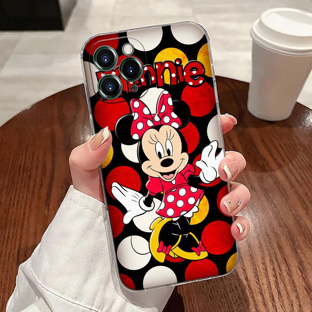 Cartoon Minnie Mouse Transparent Phone Case For iPhone 17 Pro Max 17E 11 12 13 14 15 16 Pro Max Plus 17 Air 16E 7 X Disney Cover