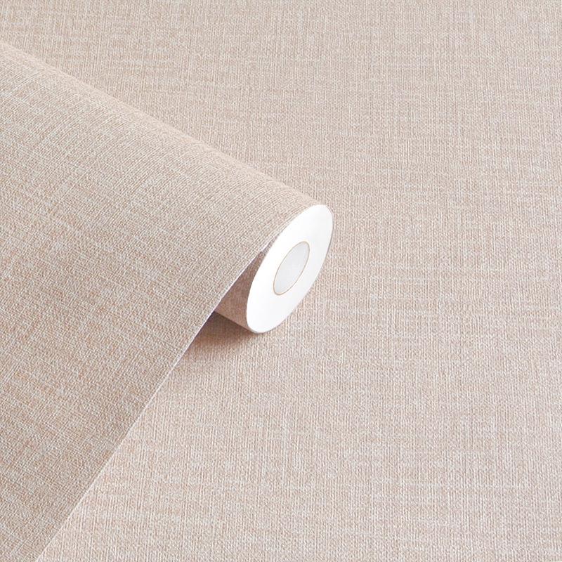 Linen Texture Self-Adhesive Waterproof Wallpaper for Bedroom & Living Room - Thickened, Solid Color, Moisture-Proof, Simple Design.