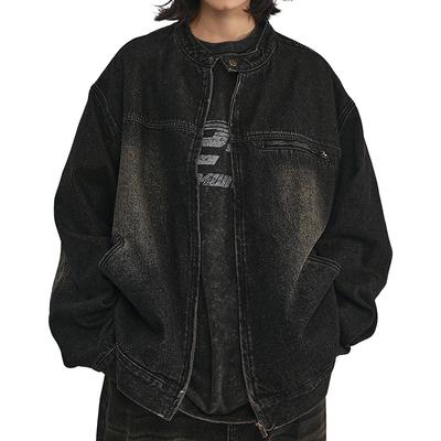 Maytopia Denim Denim Denim and Distressed Denim JK9832 Jacket, Jacket, Jacket, Men's Women's, Finish, Collarless, Material, Fall/Spring Wear, (JP,