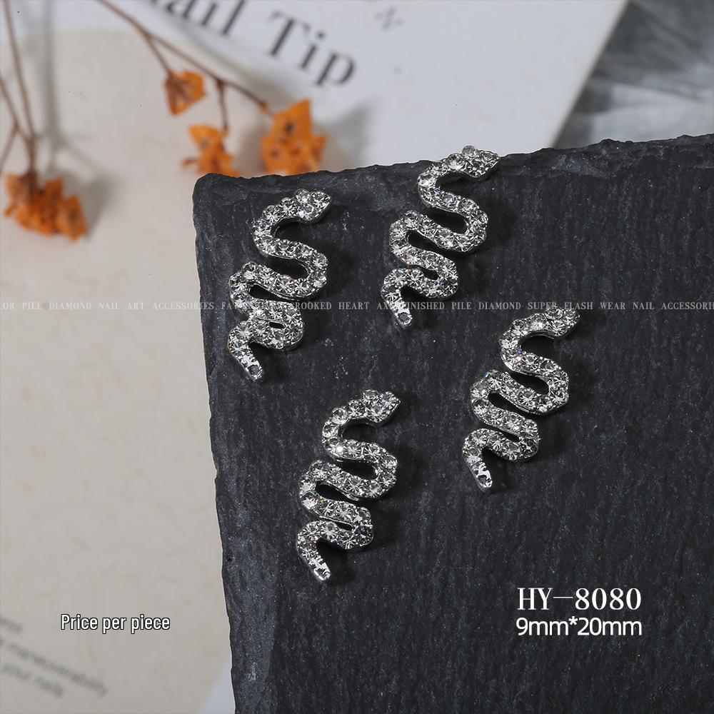 Shiny Rhinestone Snake-Shaped 3D Nail Art Accessories