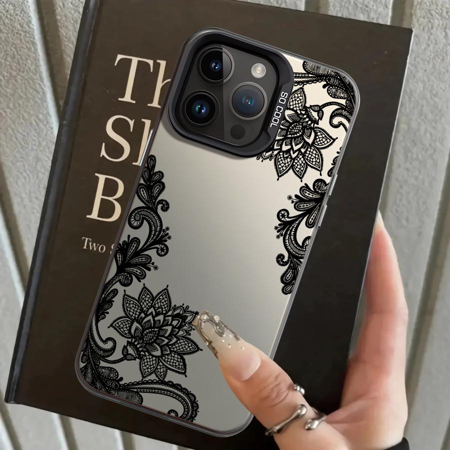 

Back Phone Cover Case for iPhone 17 Pro Max 16 11 XR 14 Air XS 12 15 Plus 13 Pro Black Lace Patter iPhone 13 Pro