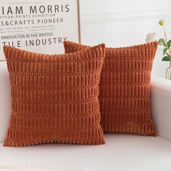 Solid Color Plush Double-Sided Pillowcase Corduroy Cushion Cover Decorative Sofa Bed Head Lumbar Support Pillowcase Set Of Two