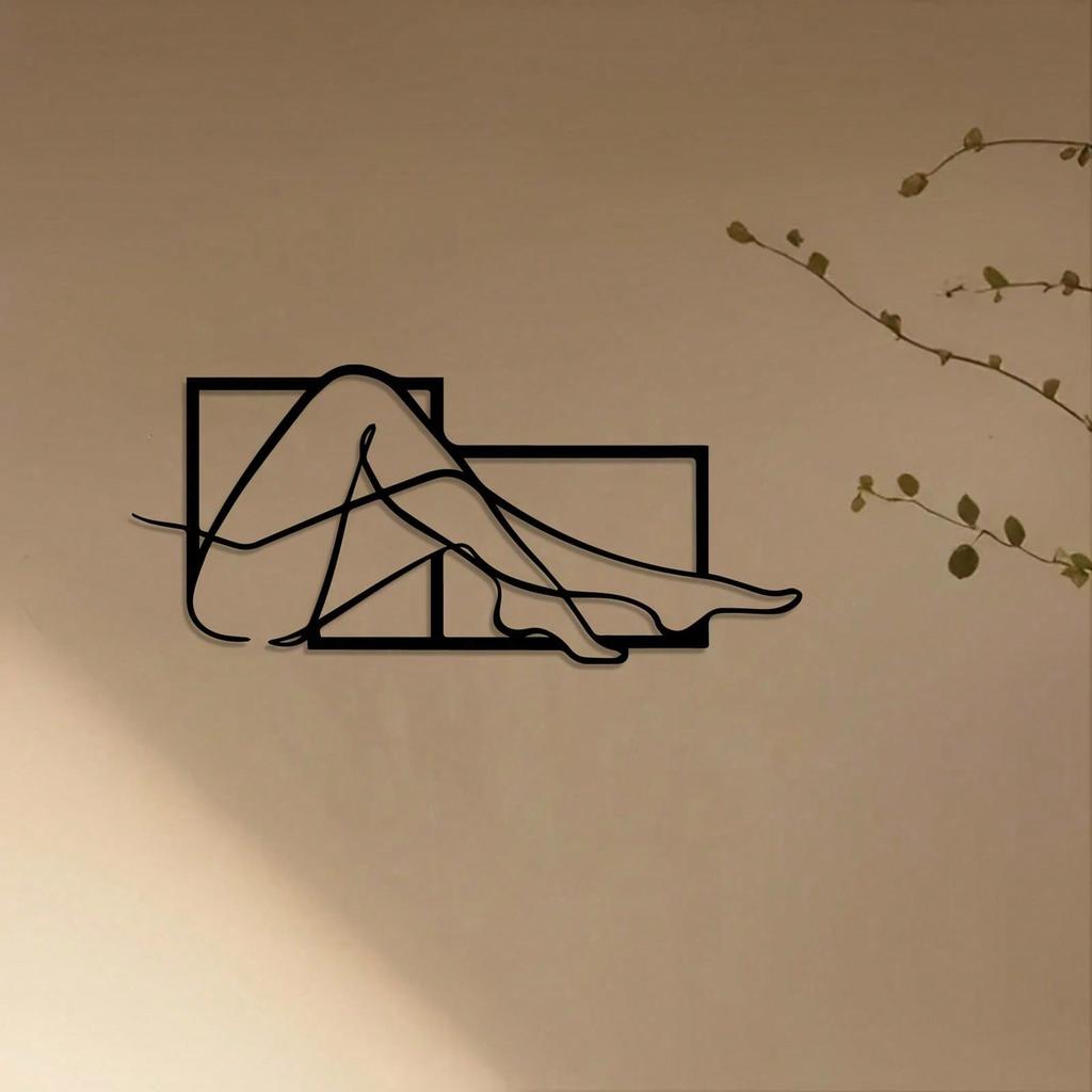 Elegant Rustproof Metal Line Art for Women - Modern Gift for Locker or Office