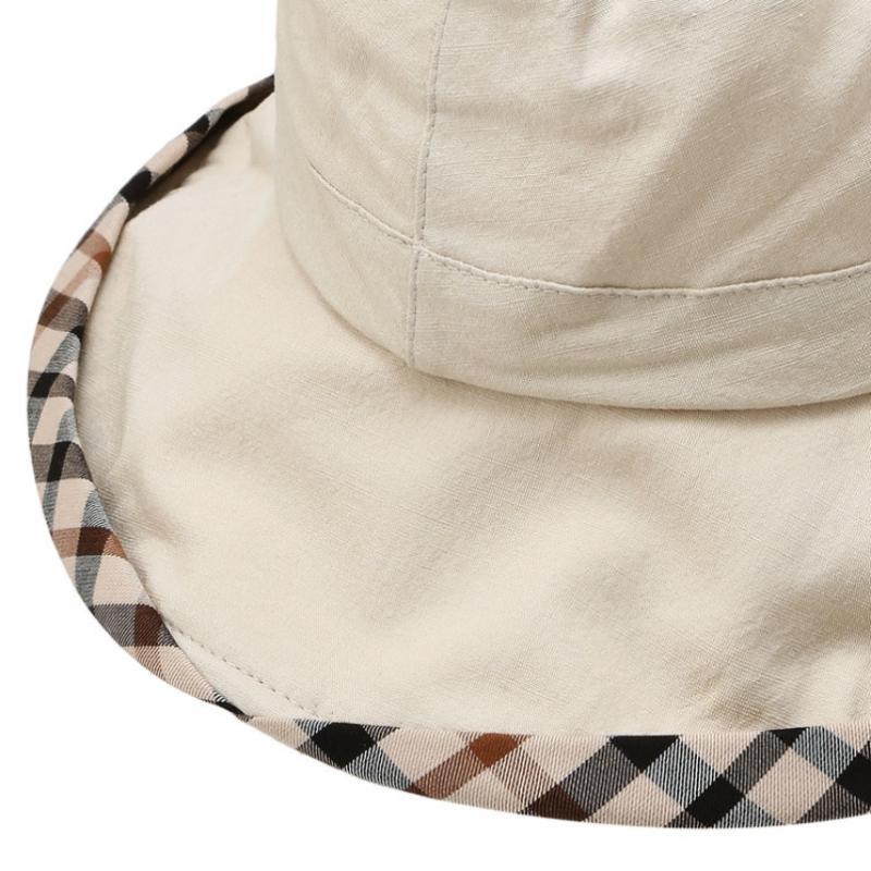 Daks Ivory Check Cotton Linen Blend Bucket Hat Dbhe4f123i2