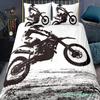 Dirt Bike King Queen Bettbezug Motocross Sport Bettwäsche Set Motorrad Bettdeckenbezug Jugendlich Cool Schwarz Weiß Weicher Bettdeckenbezug